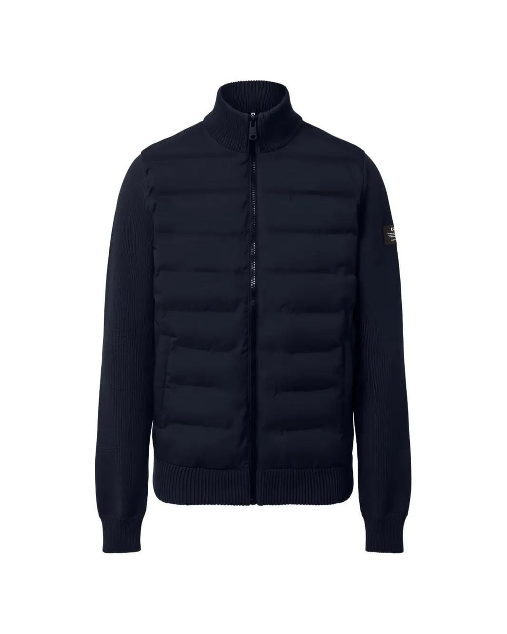 Ecoalf Blue Quilted Panel-Knit Jacket for men