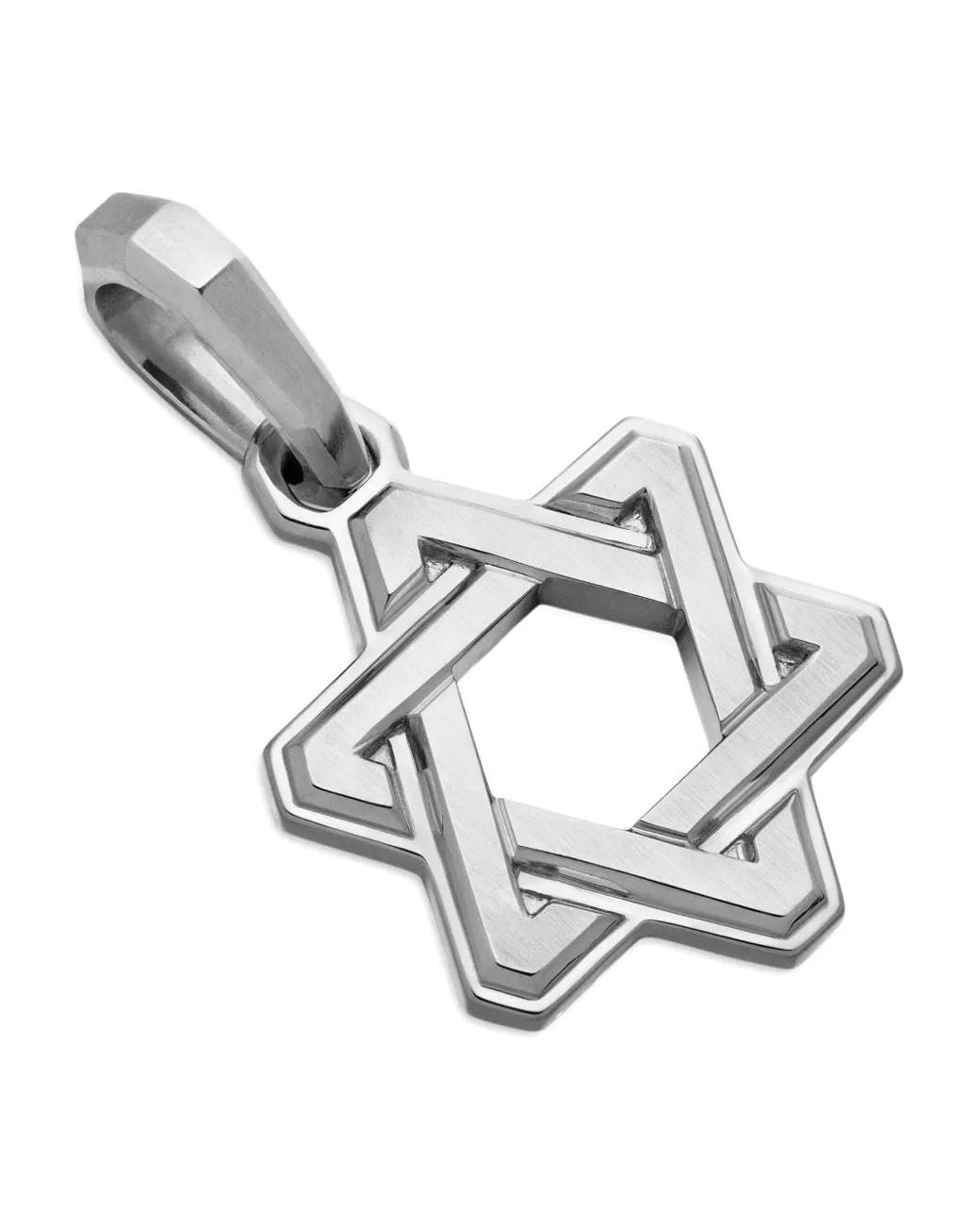 David Yurman White Sterling Deco Star Of David Pendant (24Mm) for men