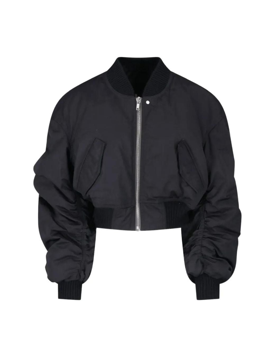 Rick Owens Black Ruched Cropped Jacket