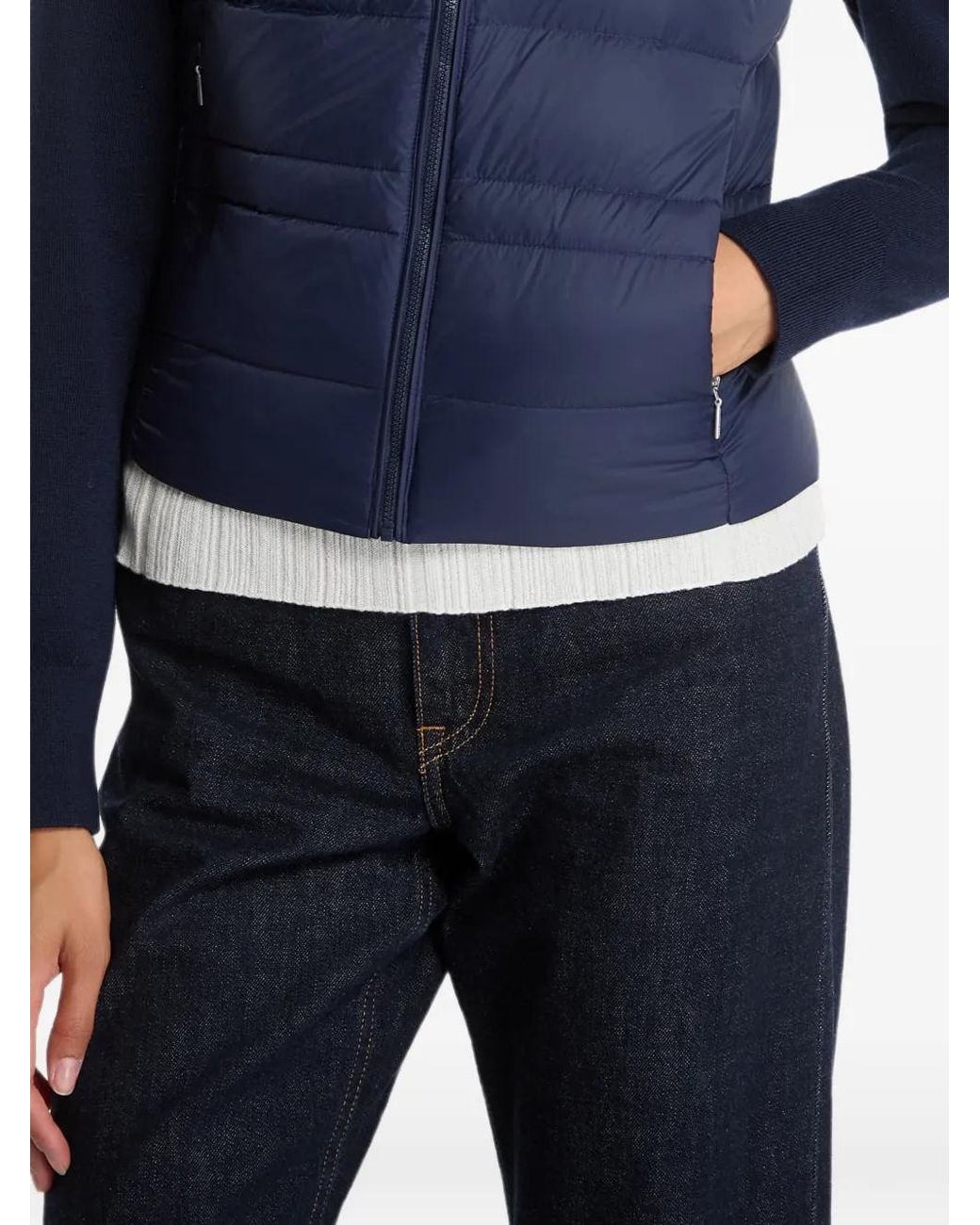 Tommy Hilfiger Blue Quilted Knit-Sleeve Jacket