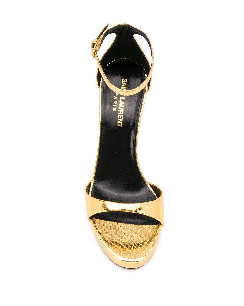 Saint Laurent Snake-effect Sandals in Metallic | Lyst