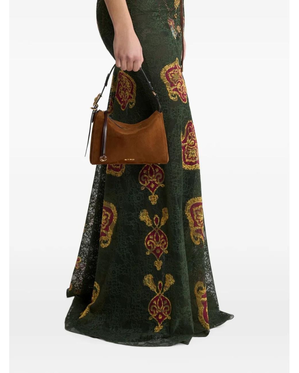 Etro Brown Suede Buckled Shoulder Bag
