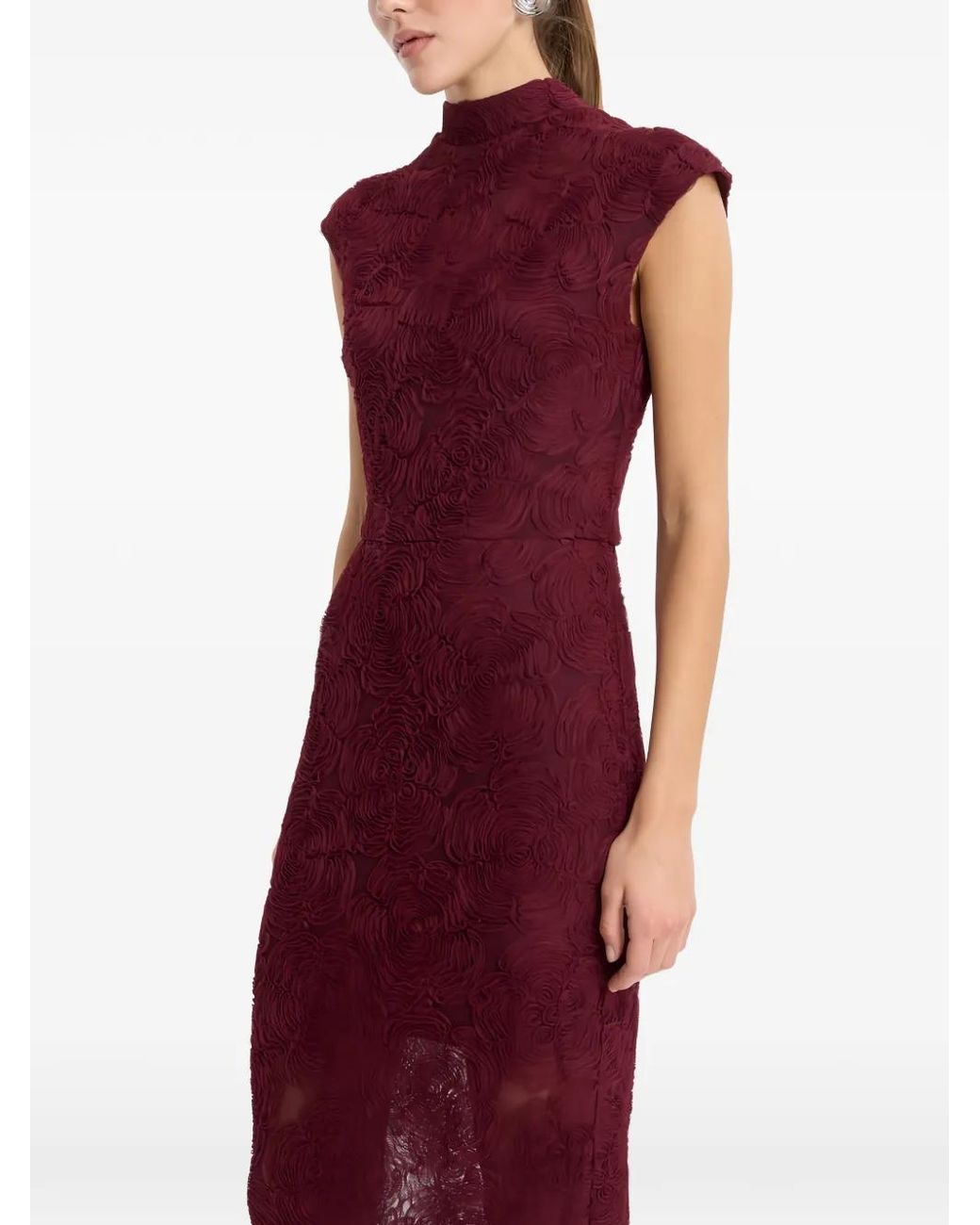 ROTATE BIRGER CHRISTENSEN Red High Neck Mini Dress With Back Zip Closure