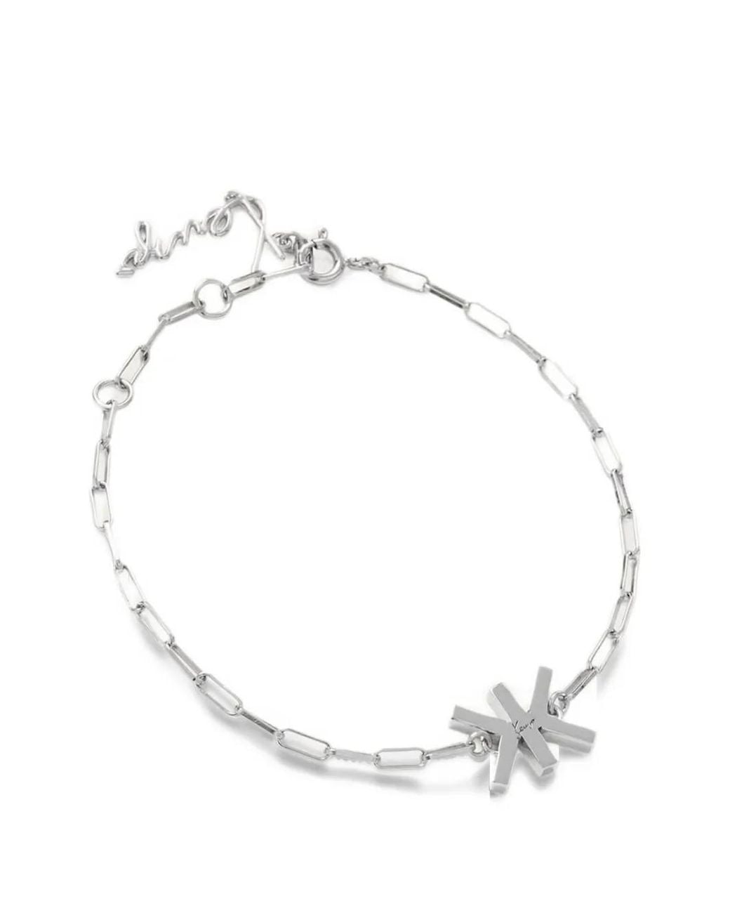 KENZO Metallic Logo-Charm Paperclip-Link Bracelet