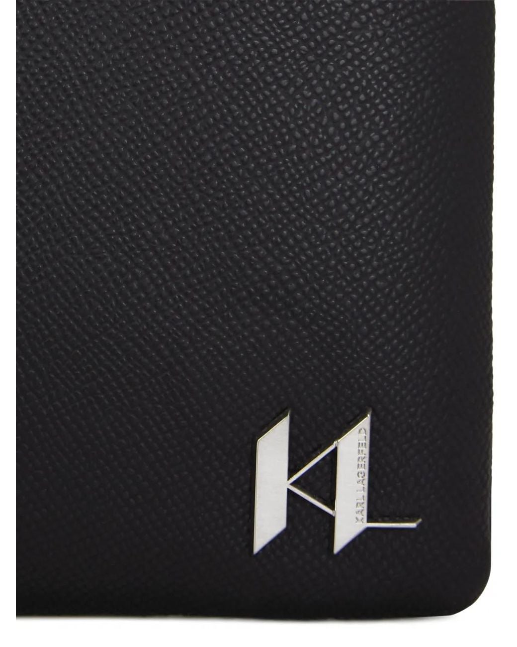 Karl Lagerfeld Black K/Monogram Leather Clutch Bag for men