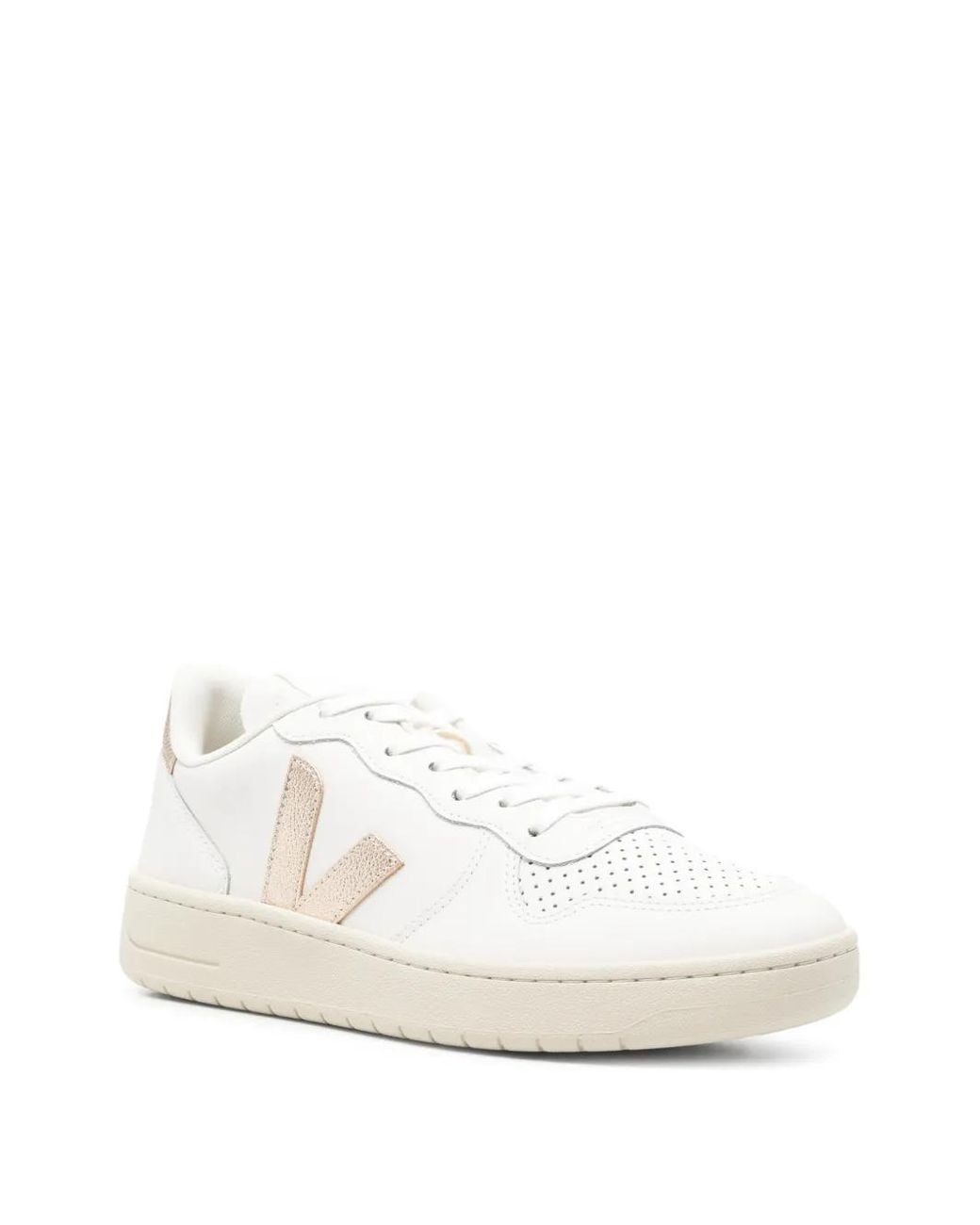 Veja White V-10 Leather Platine Sneakers