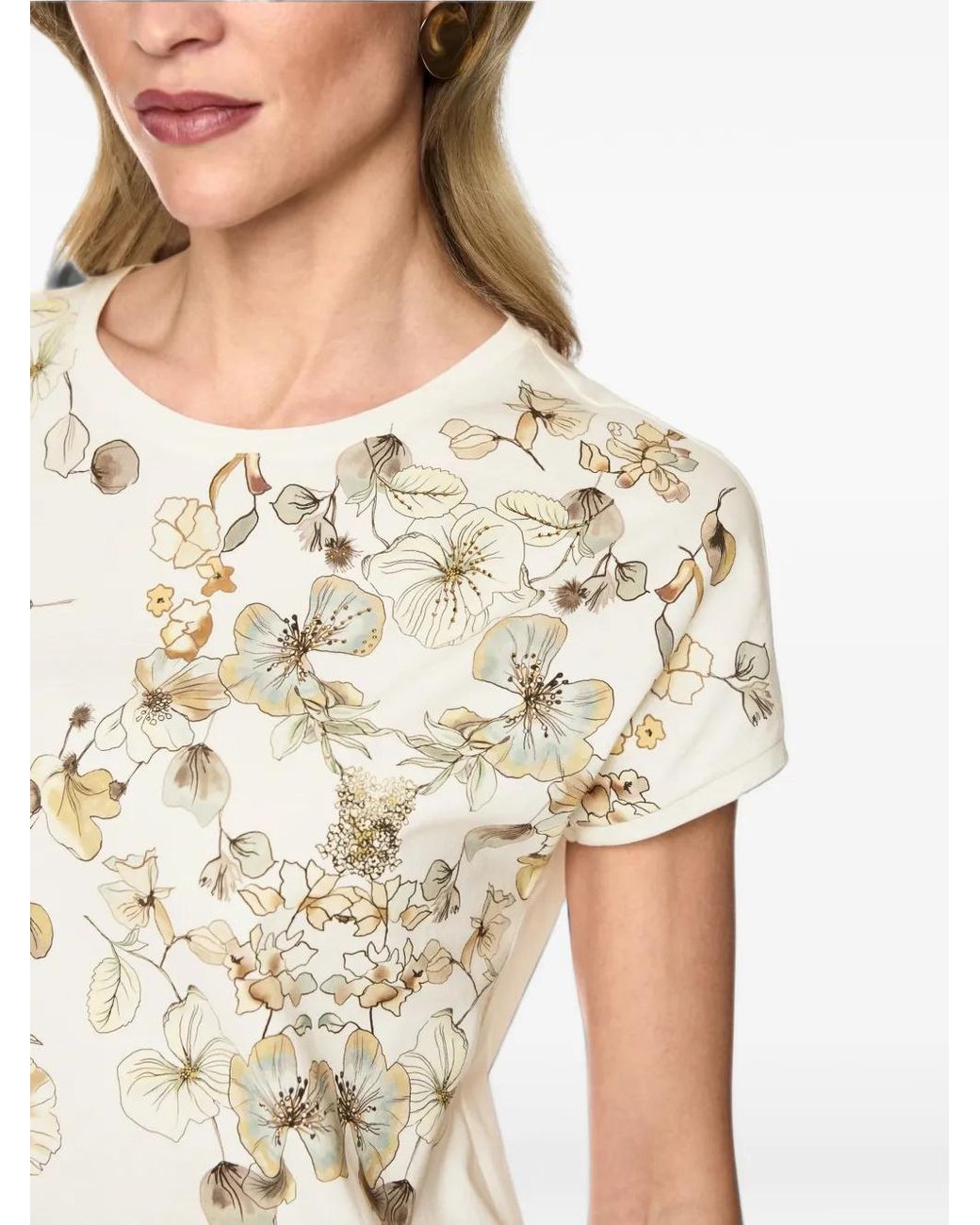 Marc Cain White Floral-Print T-Shirt