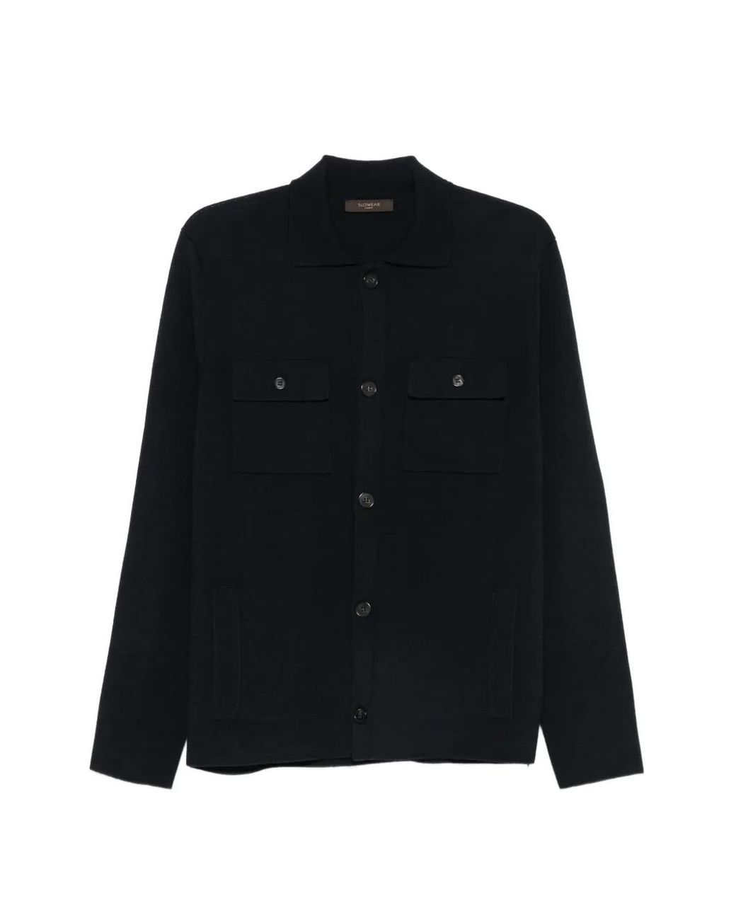 Zanone Black Button-Up Chest-Pocket Cardigan for men