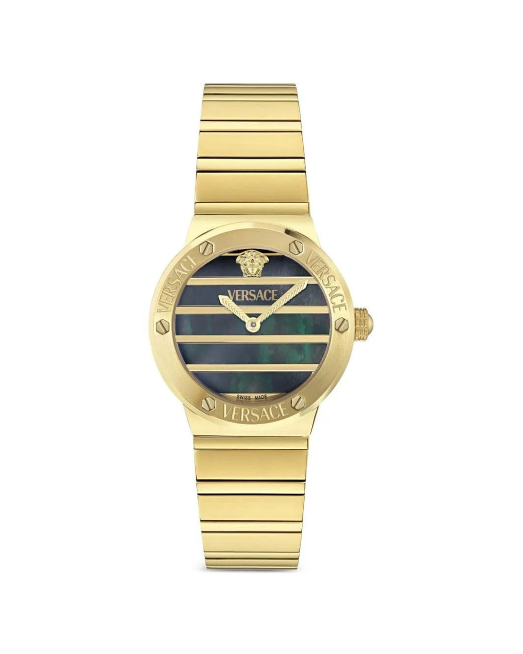 Versace Metallic Greca Logo Pearl 33Mm Watch