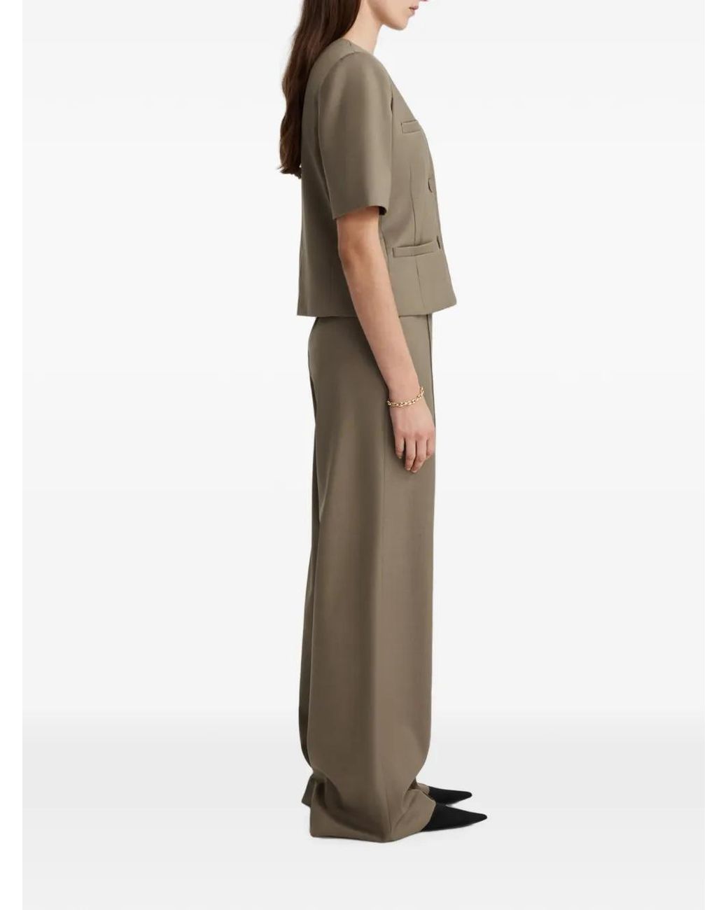 Anna Quan Gray Priestly Short-Sleeve Button-Up Jacket