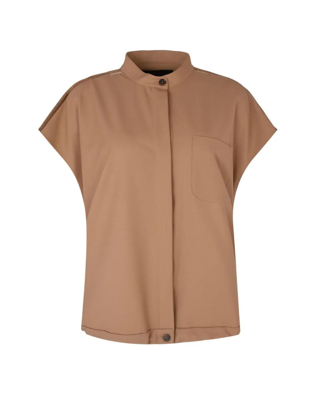 Fabiana Filippi Brown Sleeveless Patch-Pocket Jacket