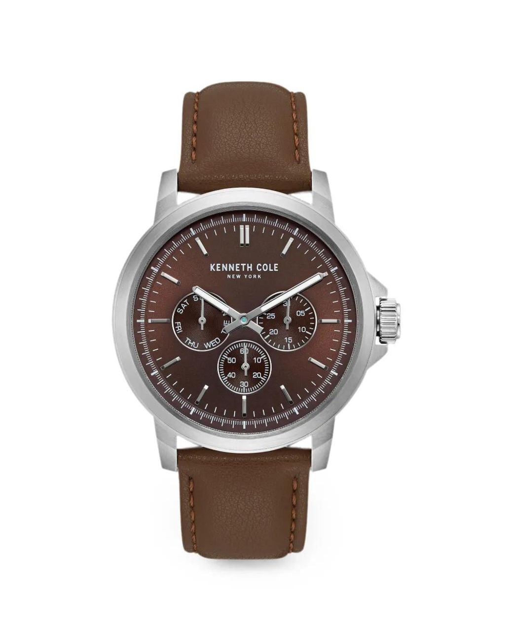 Kenneth Cole Brown Montre À Bracelet En Cuir 43.5 Mm for men