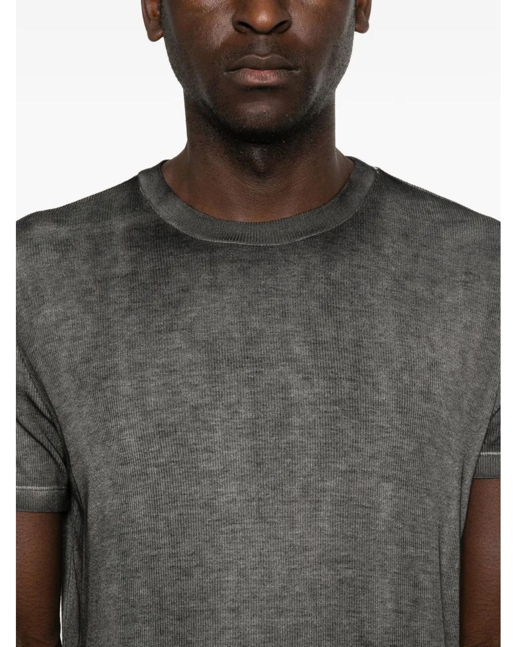 Avant Toi Gray Ribbed T-Shirt for men