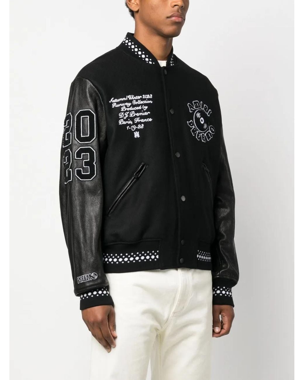 Amiri Black Logo-appliquè Varsity Jacket for men