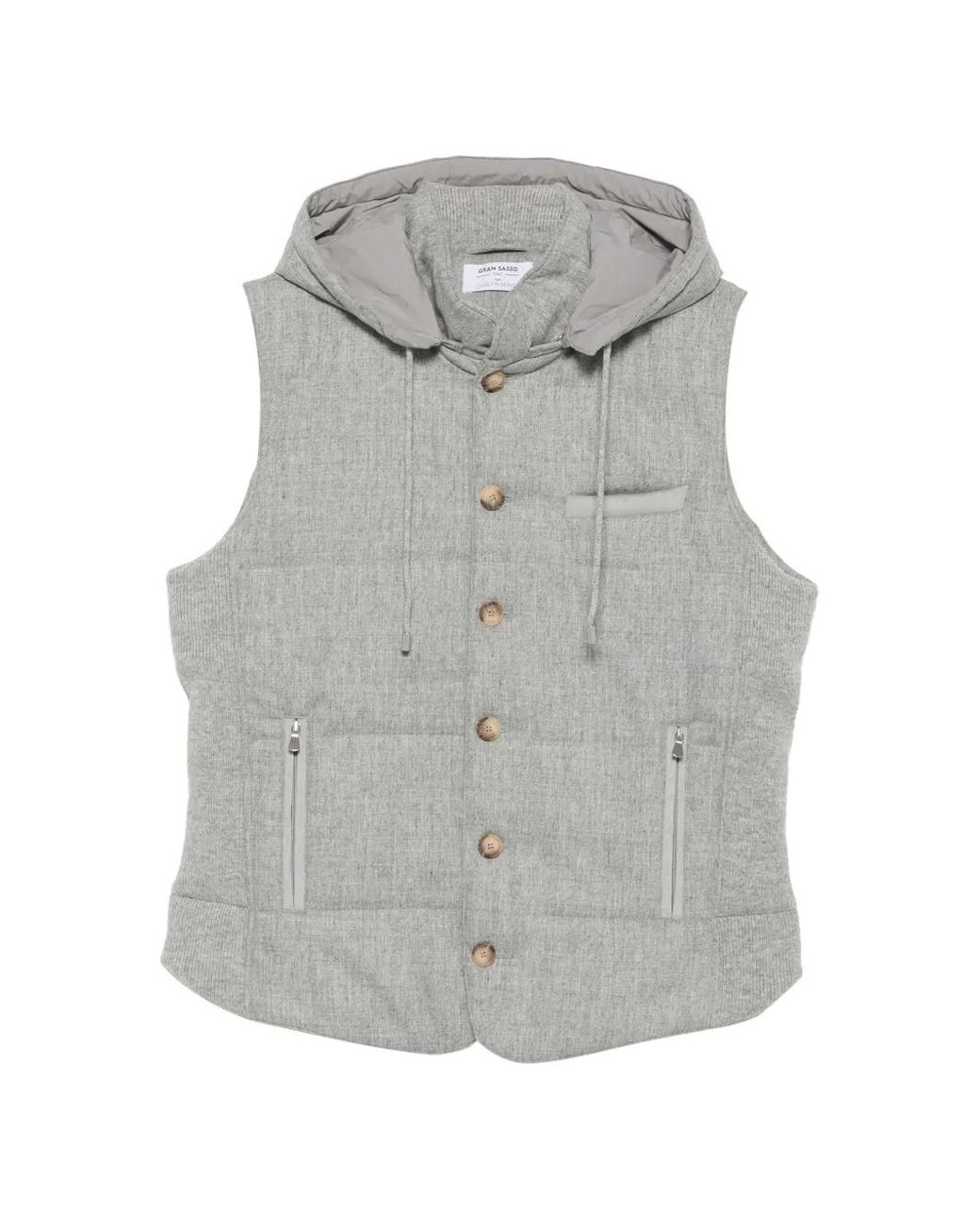 Gran Sasso Gray Quilted Hooded Gilet for men