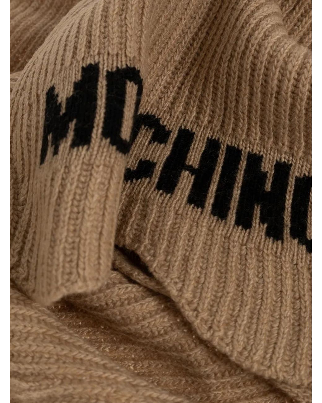 Moschino Brown Écharpe En Maille À Logo