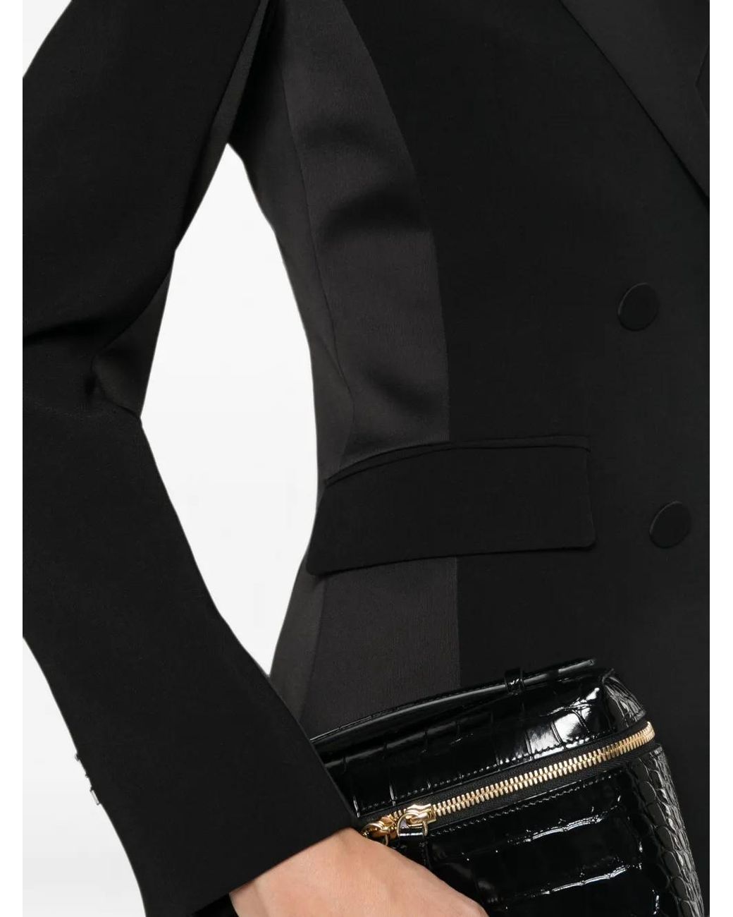 Patrizia Pepe Black Double-Breasted Crepe Blazer