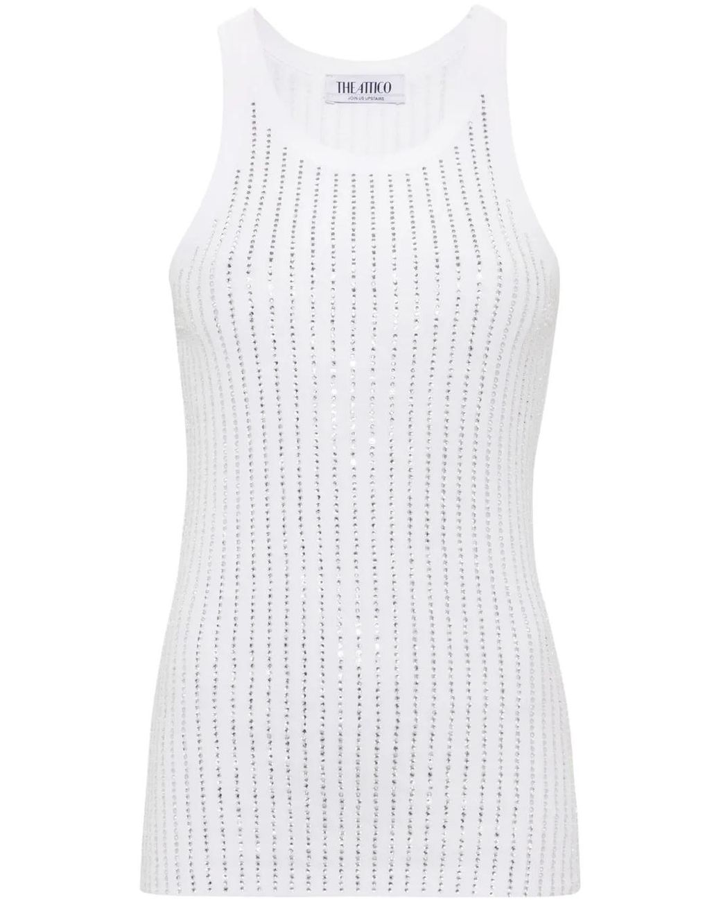 The Attico White Ribbed Jersey Tank