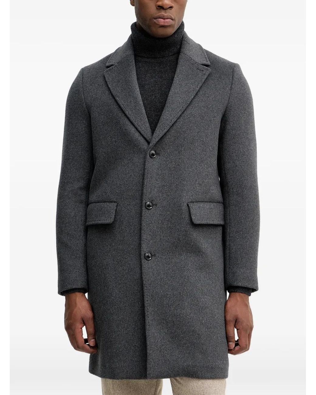 Sisley Gray Single-Breasted Coat for men