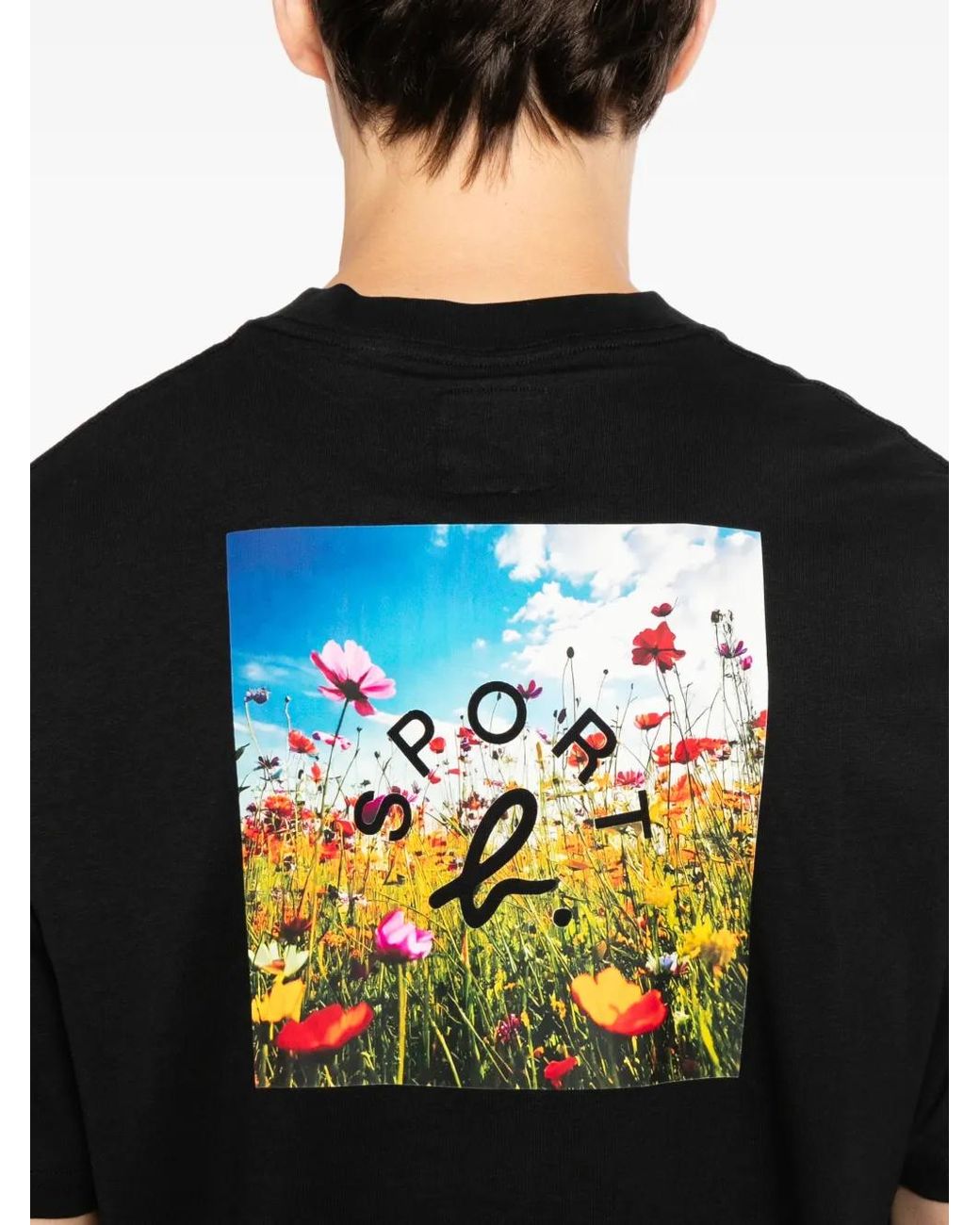 SPORT b. by agnès b. Black Wildflower Box T-Shirt for men