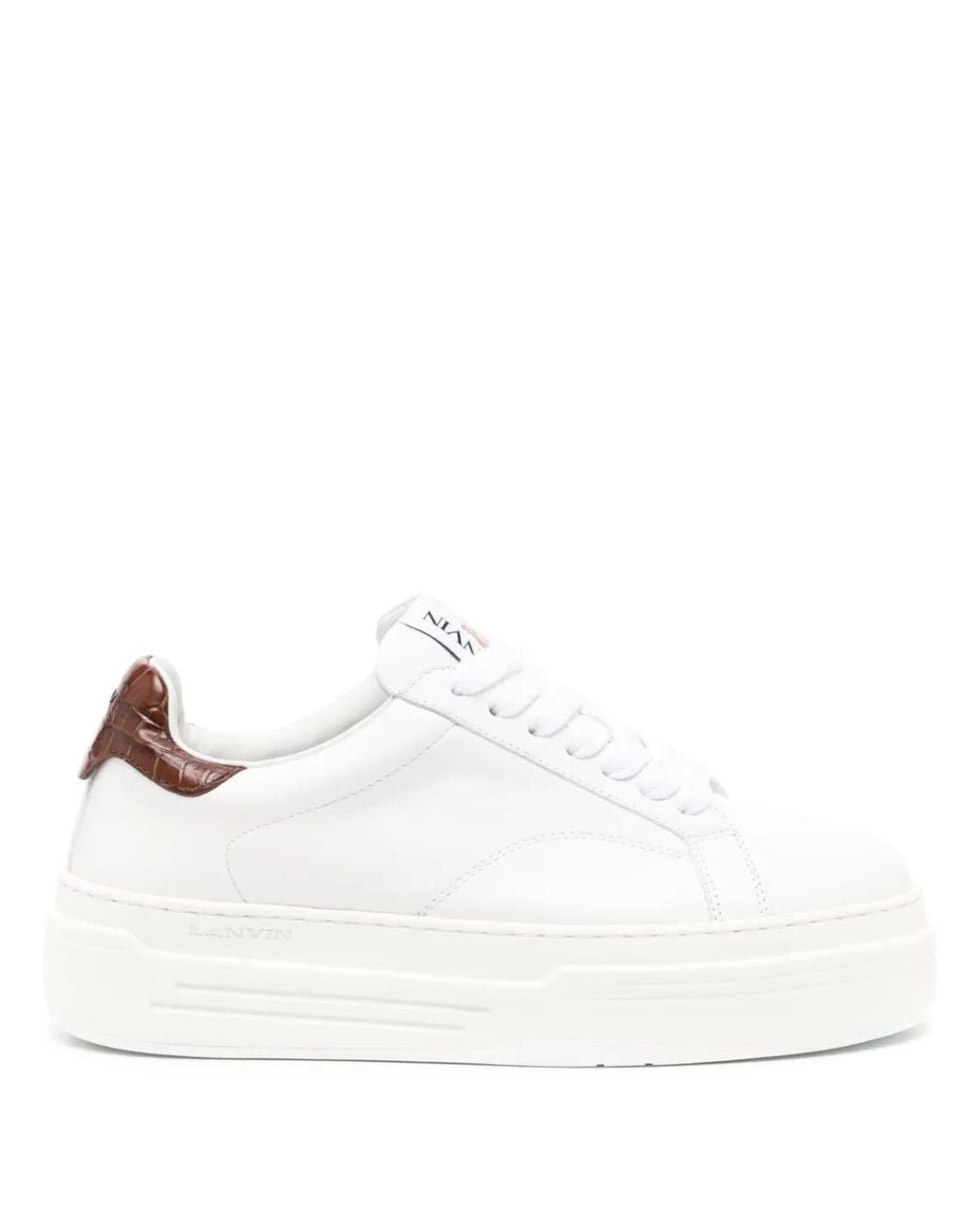 Lanvin White Ddb0 Leather Platform Sneakers