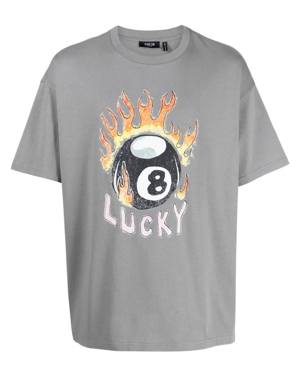 FIVE CM Gray Graphic-Print Cotton T-Shirt for men