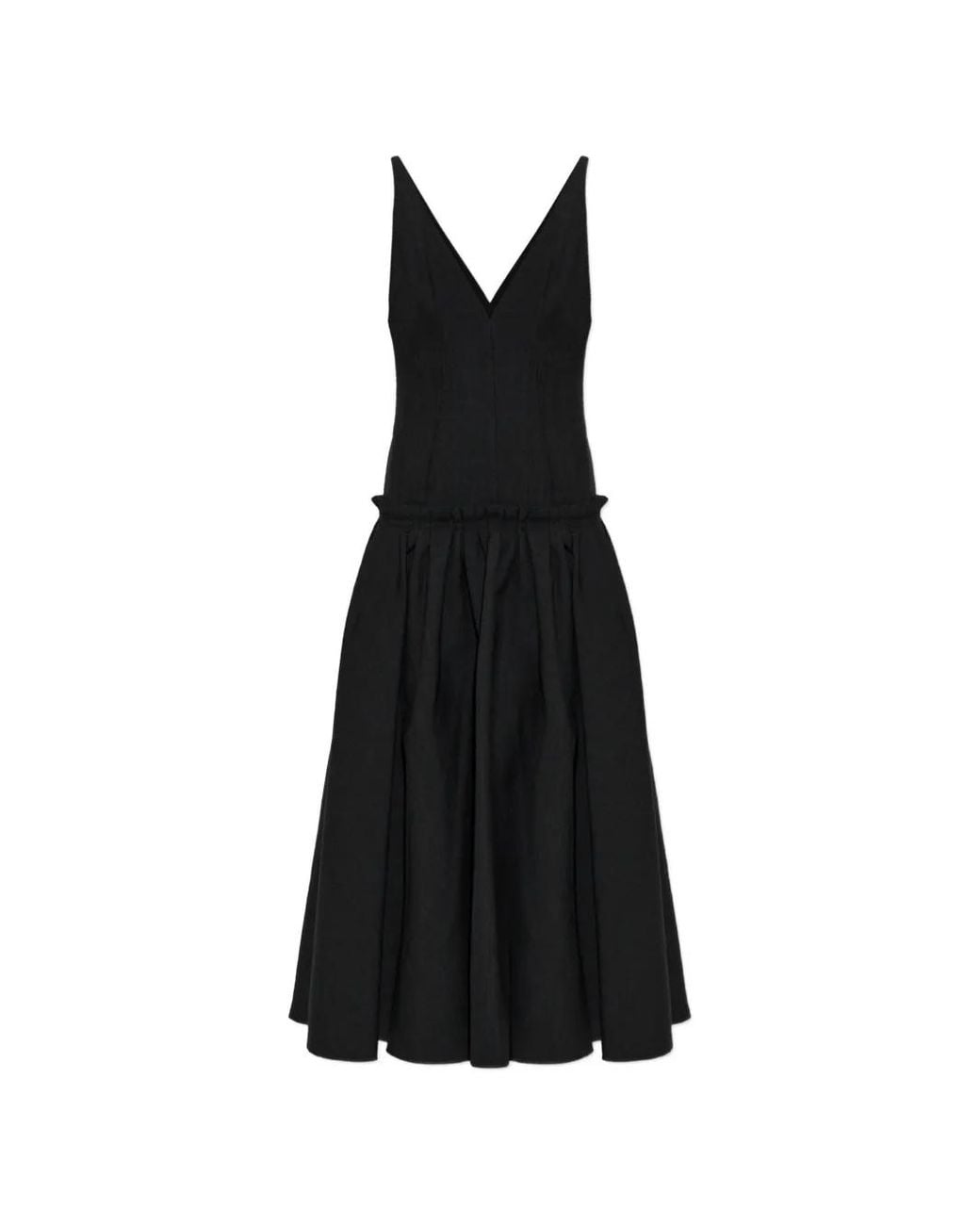 AMI Black Maxi Low-Waisted Wool Dress