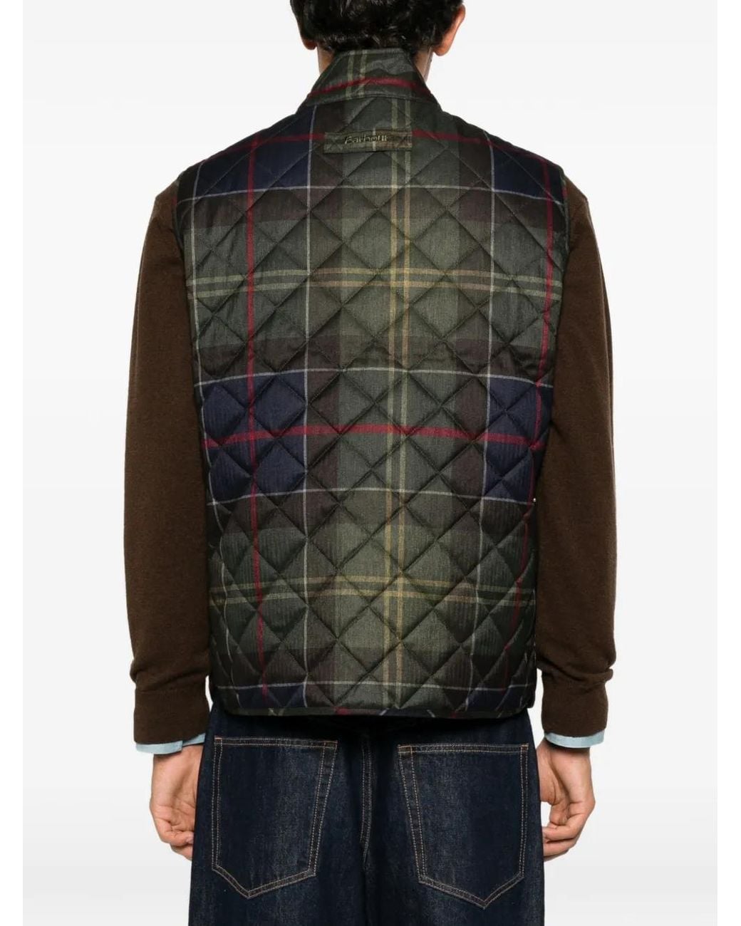 Barbour Black Tartan-Pattern Waistcoat for men