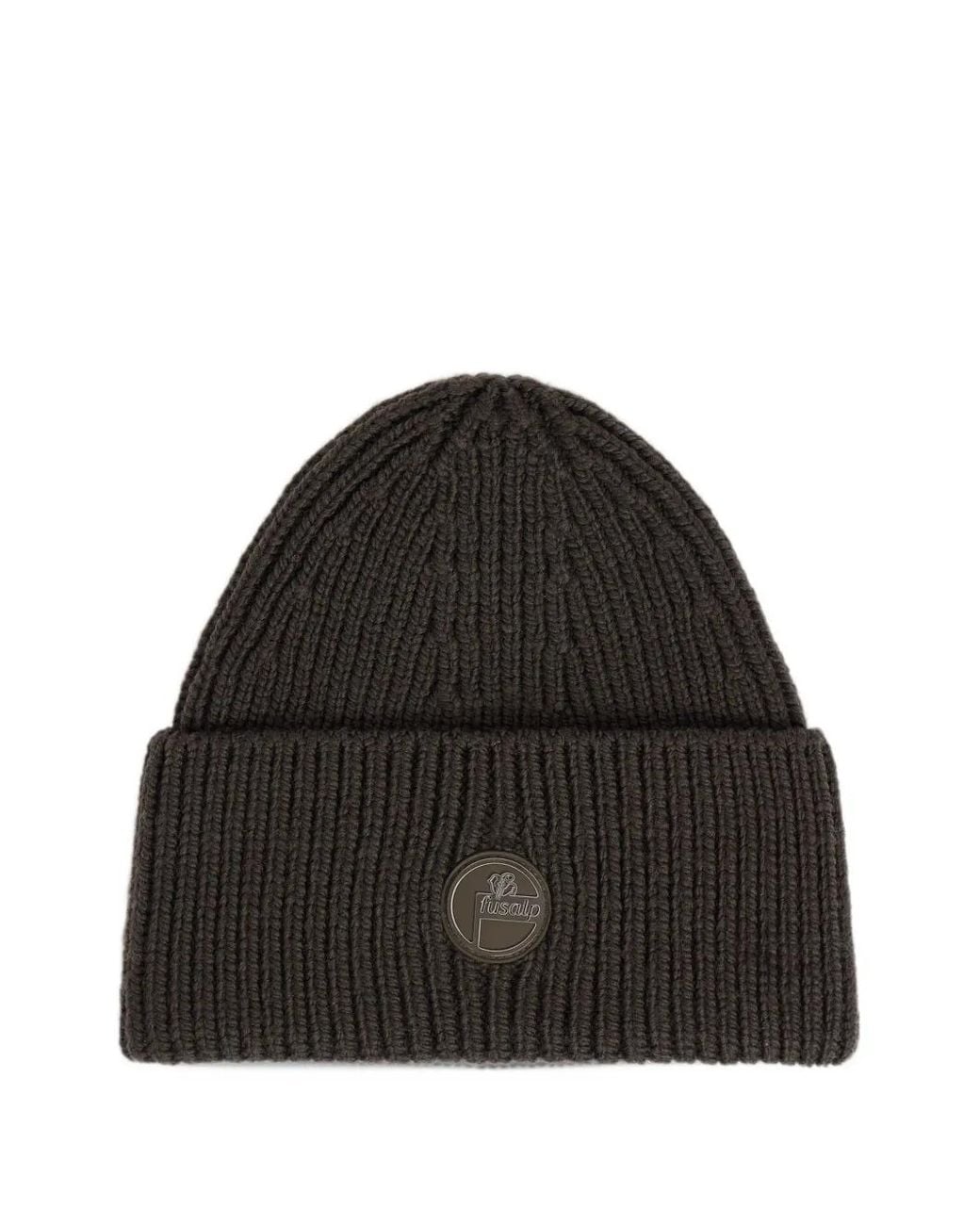 Fusalp Black Ribbed-Knit Logo-Patch Beanie Hat