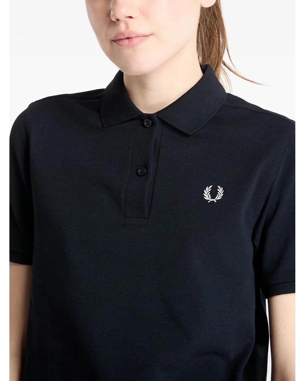 Fred Perry Blue Logo-Embroidered Polo Top