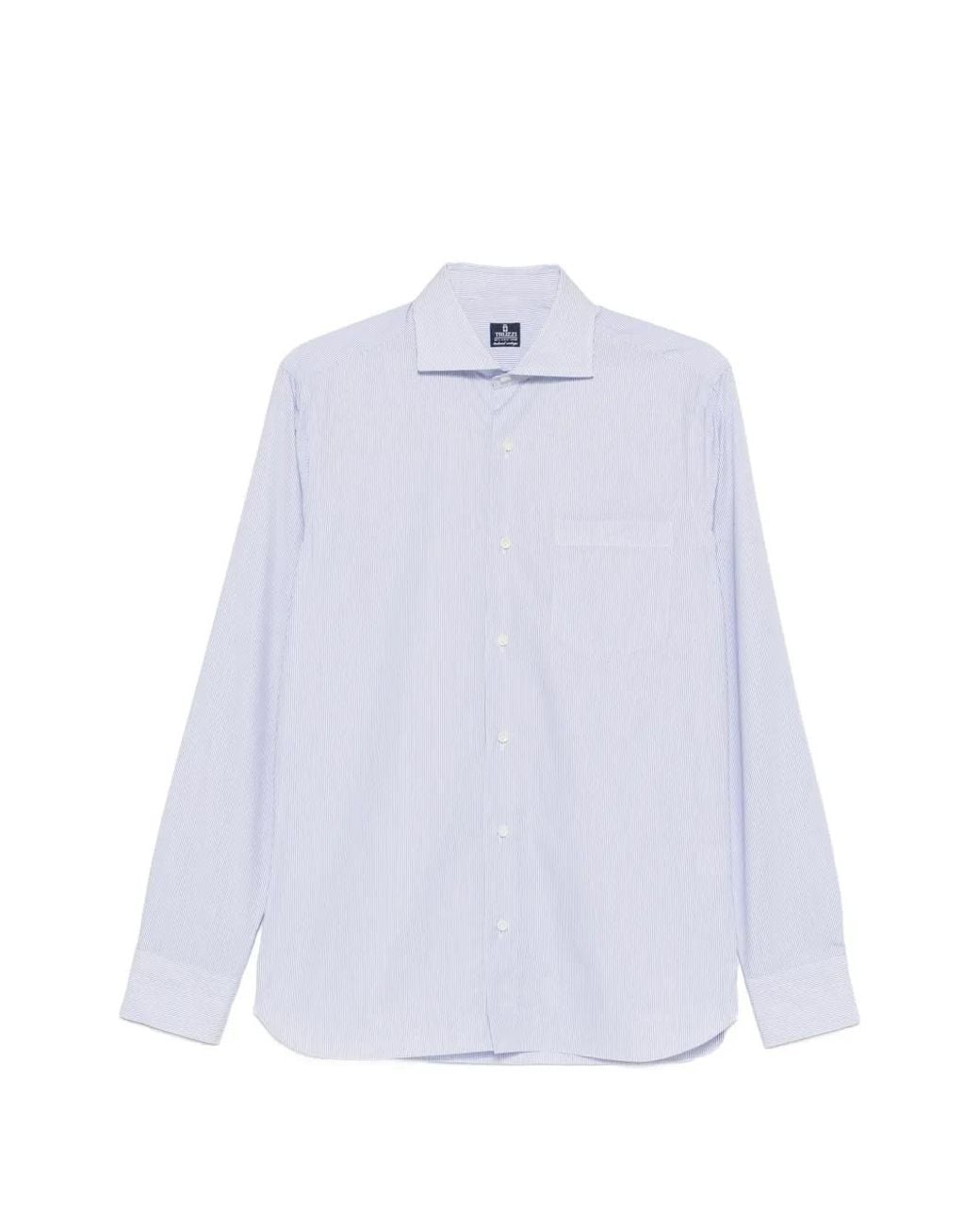 Truzzi White Pinstripe-Pattern Chest-Pocket Shirt for men