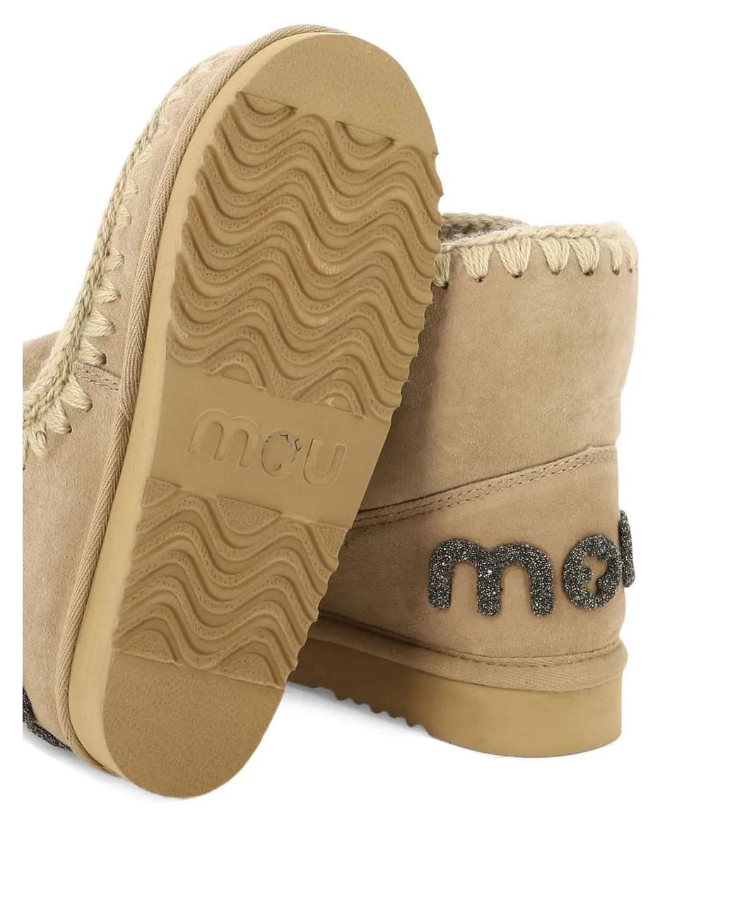 Mou Natural Glitter Logo Boots