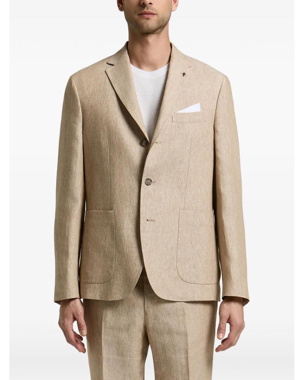 Peserico Natural Single-Breasted Patch-Pocket Jacket for men