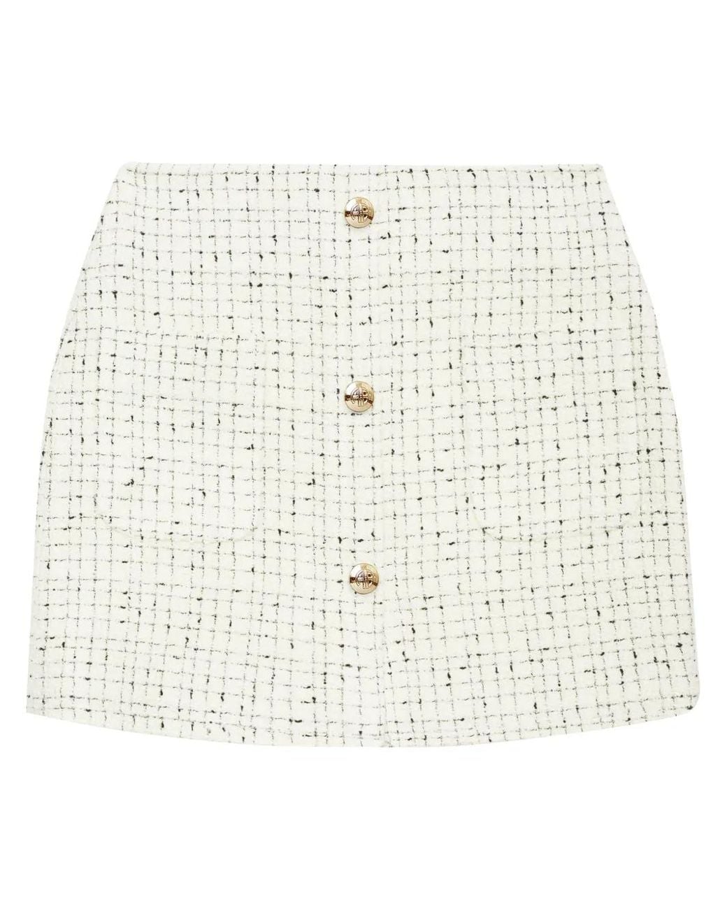 Anine Bing White Mateo Tweed Miniskirt