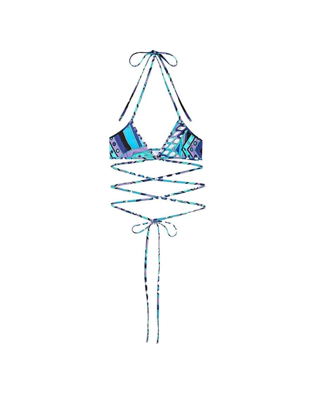 Emilio Pucci Blue Haut De Bikini Triangle À Imprimé Vivara