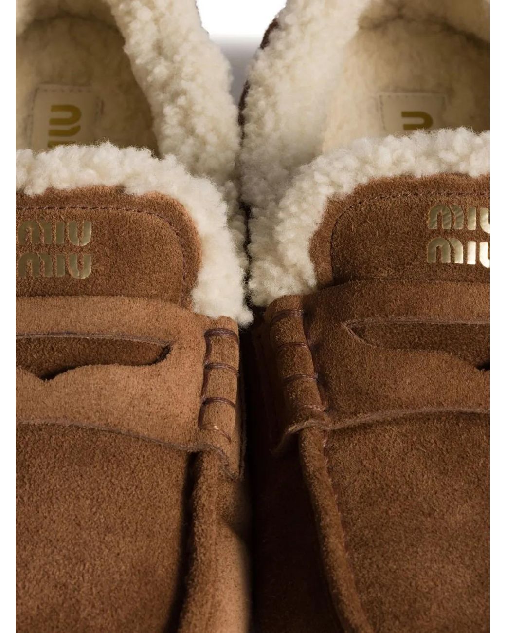 Miu Miu Brown Solid Winter Loafers