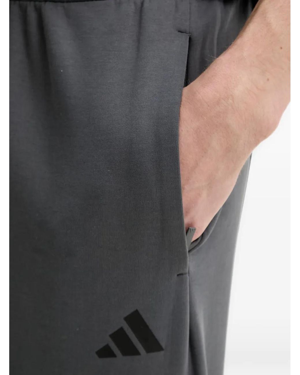Adidas Gray Logo-Print Track Pants for men