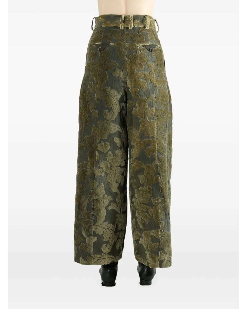 Uma Wang Green Jacquard Palazzo Trousers
