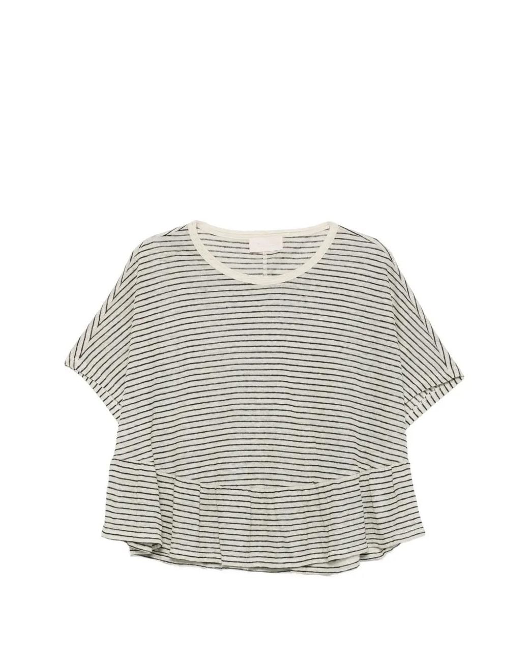 iBlues Gray Striped Peplum T-Shirt