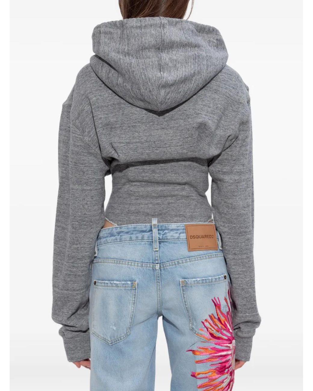 DSquared² Gray Logo-Patch Hoodie Body