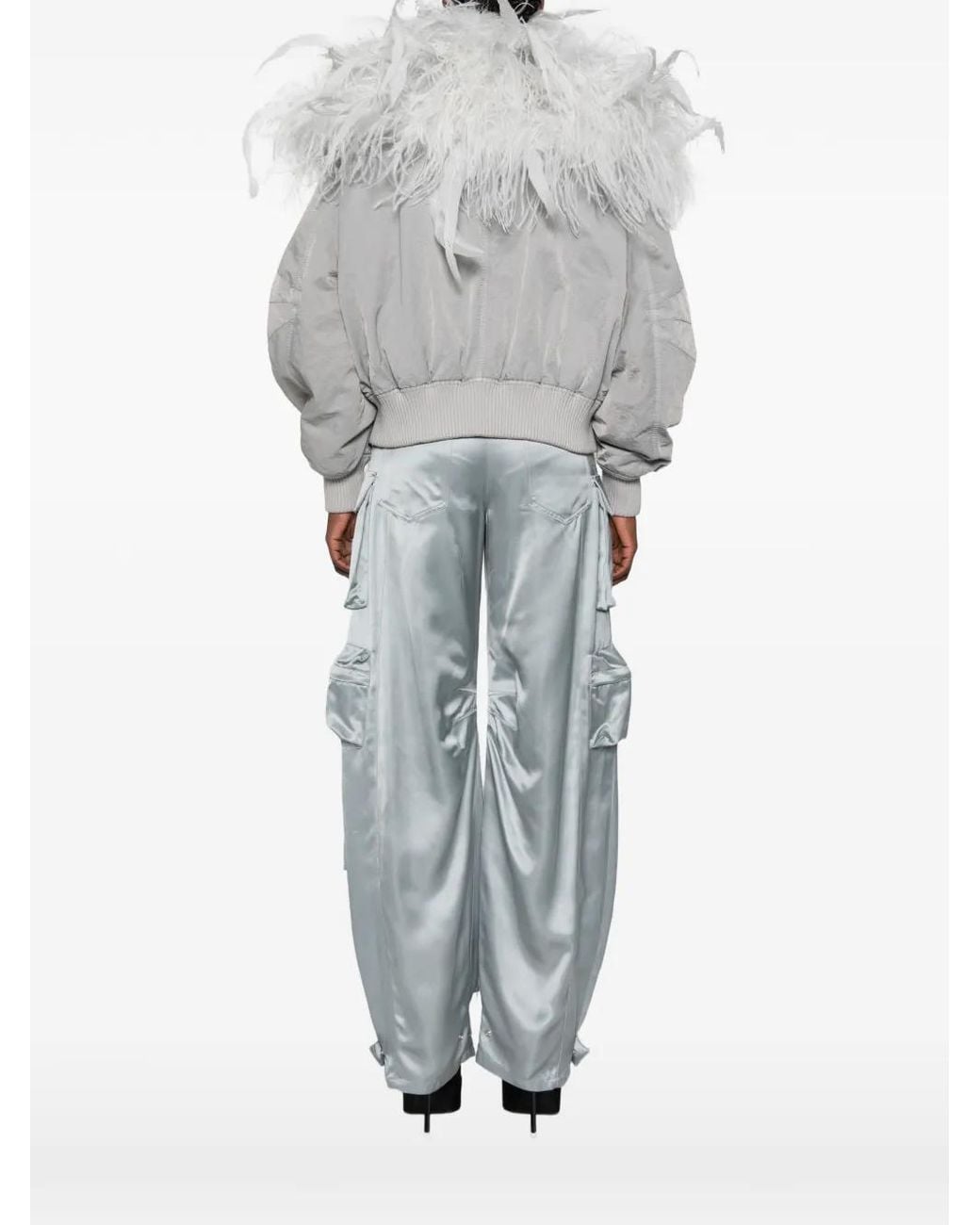 The Attico Gray Superattico10 Feather Bomber Jacket