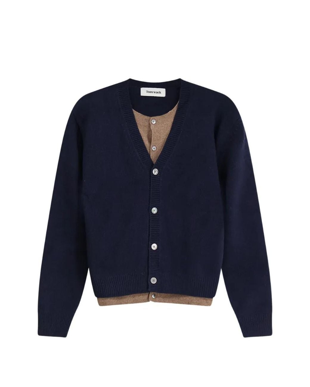 TONYWACK Blue Layered-Effect Button-Up Cardigan for men