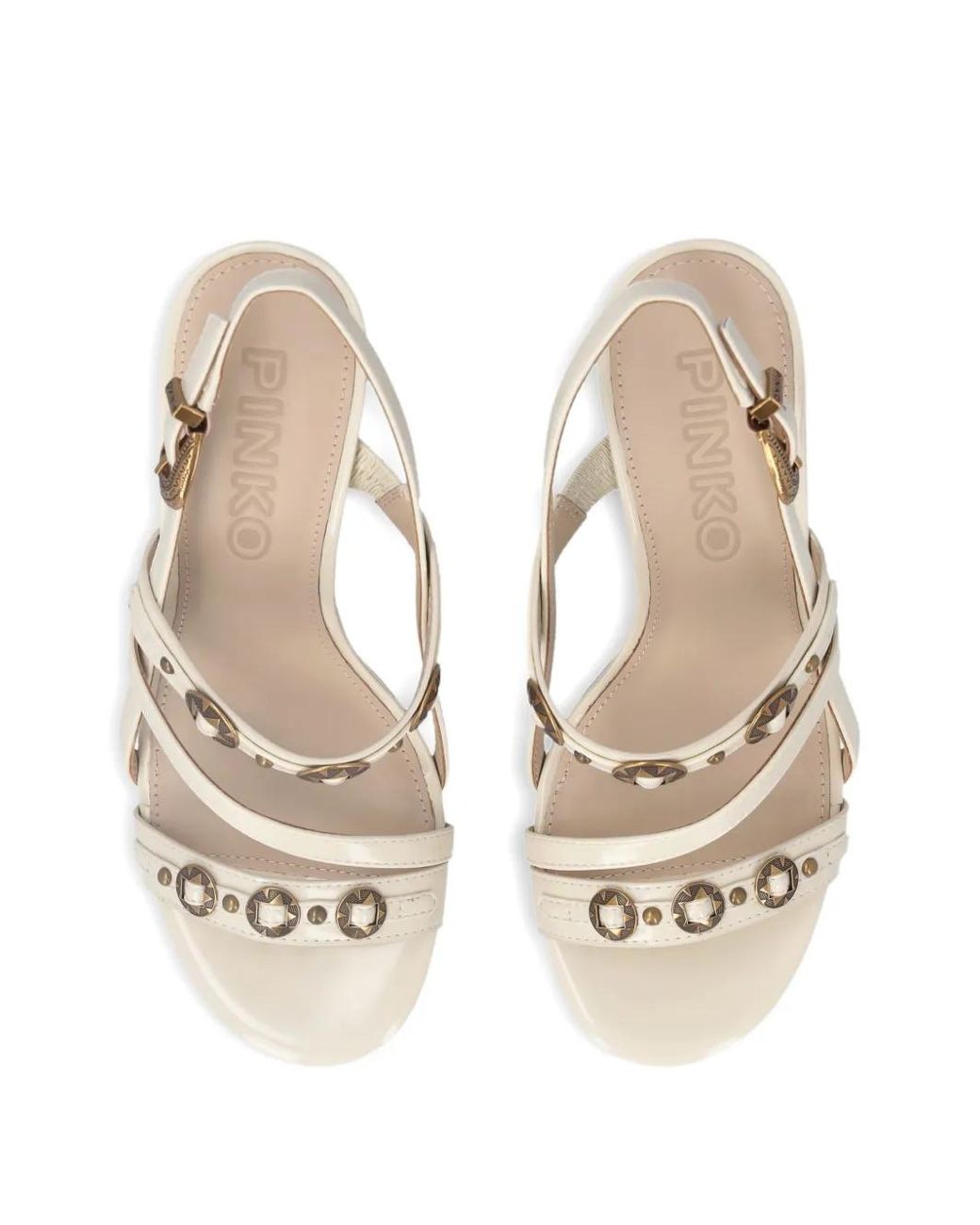 Pinko Metallic Studded-Detail Strappy Sandals