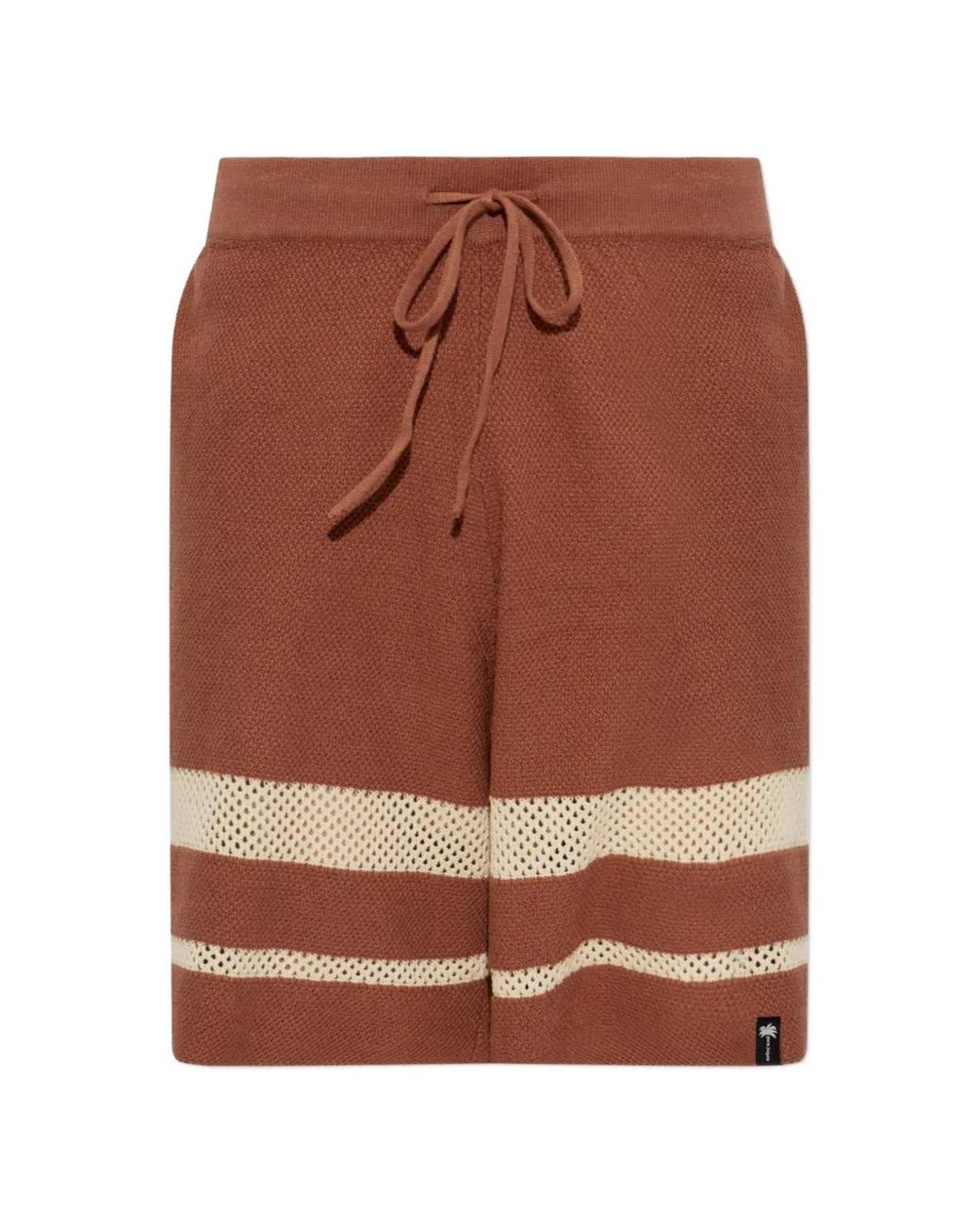 Palm Angels Brown Short En Maille À Rayures for men