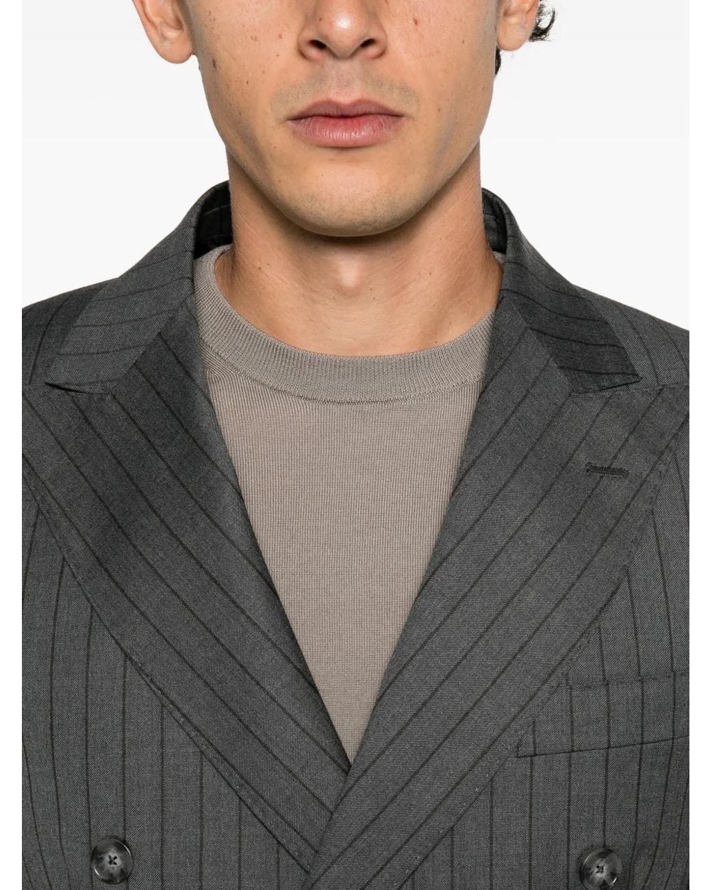 época Gray Pinstripe-Pattern Double-Breasted Suit for men
