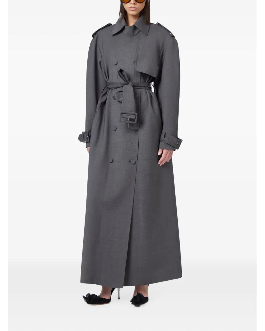 GIUSEPPE DI MORABITO Gray Trench Ceinturé À Boutonnière Croisée