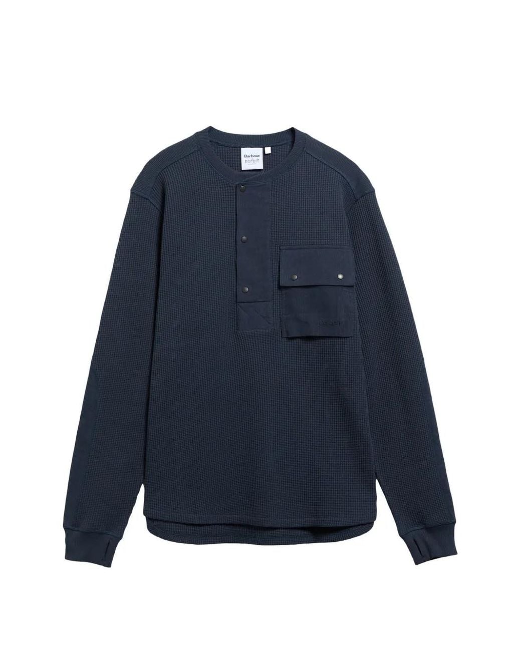 Barbour Blue Waffle-Knit Chest-Pocket Polo Shirt for men