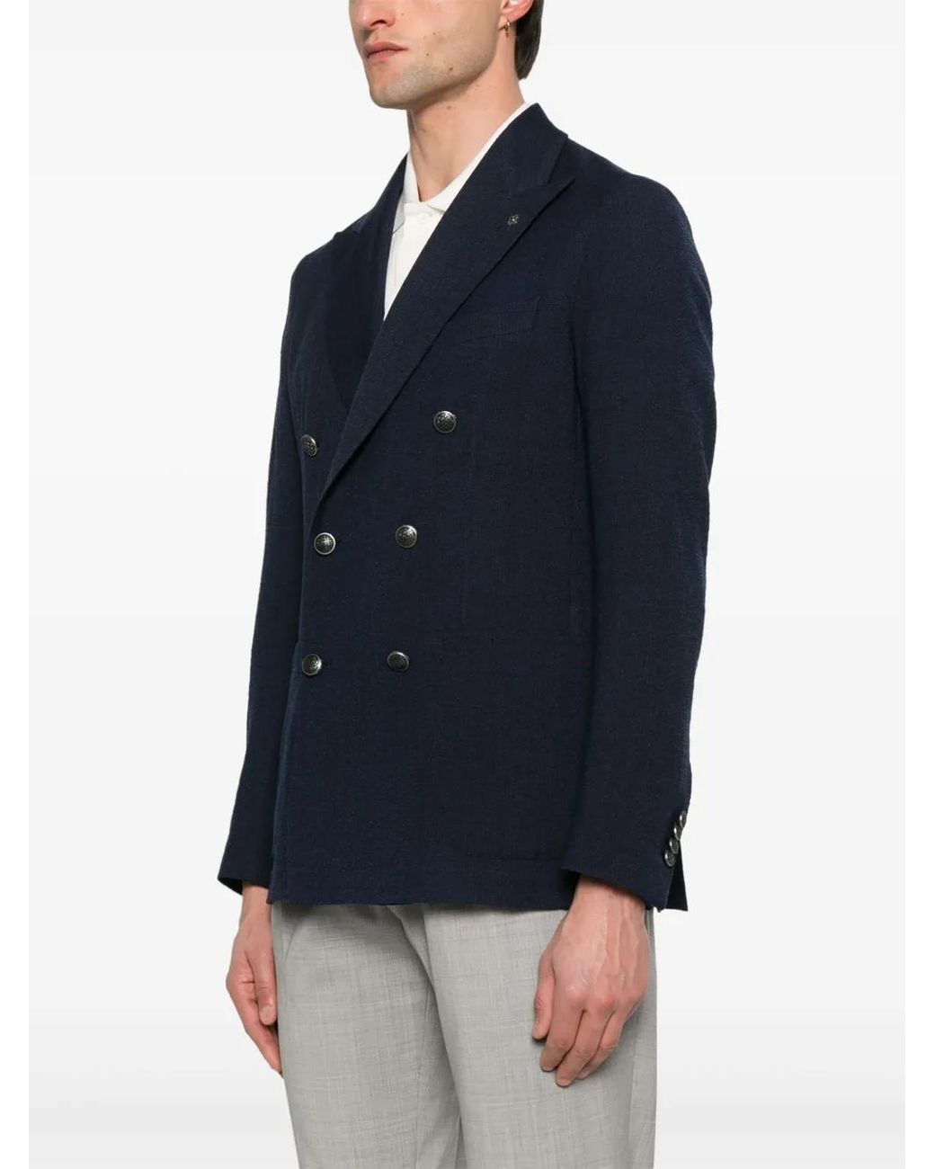 Tagliatore Blue Double-Breasted Blazer for men