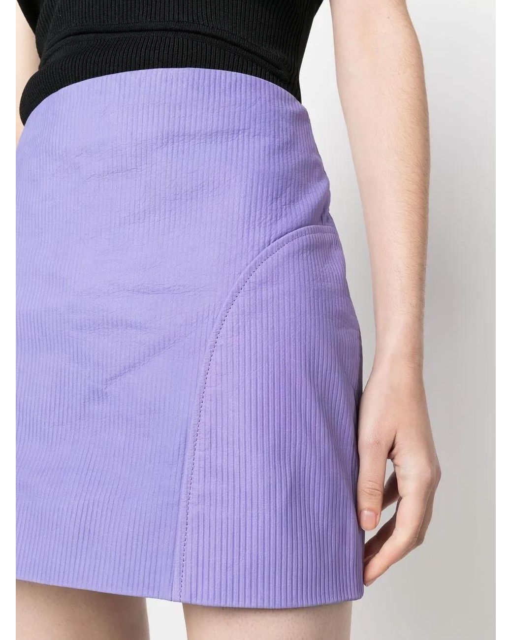Remain Purple Corduroy Leather Mini Skirt