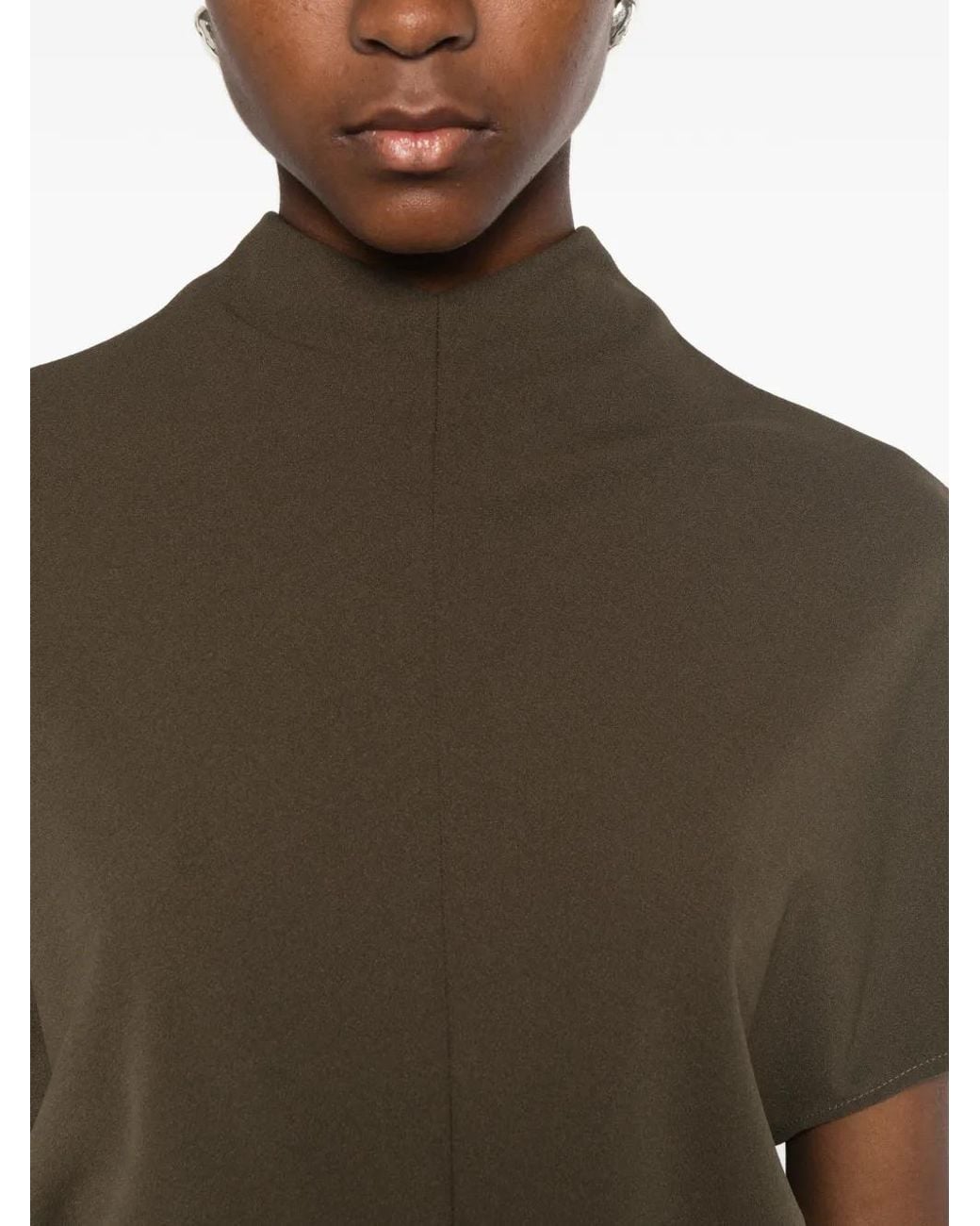 NINA 14.7 Green High-Neck Midi Dress